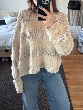 Fuzzy Stripe Knit Sweater